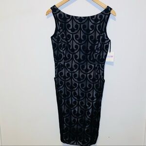 NWT Milly of New York Black Embroidered Lace Overlay Sheath Dress Size 2